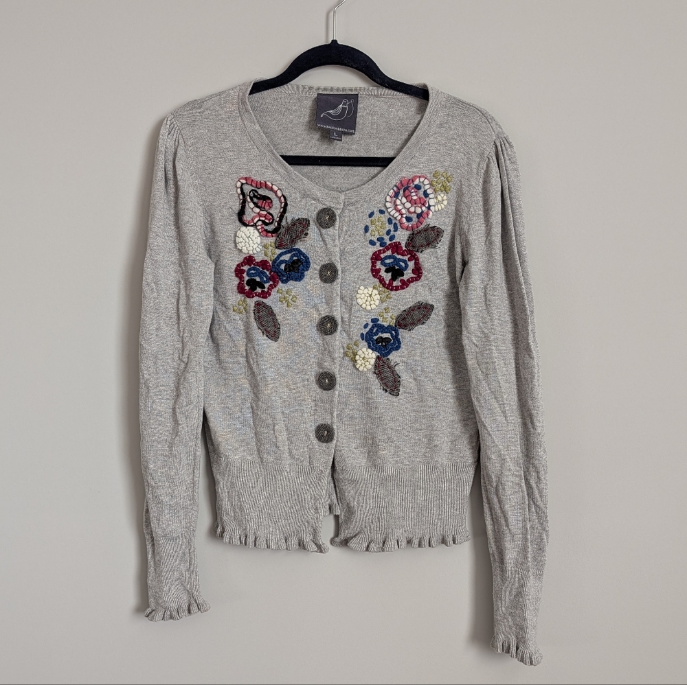 Knitted Dove Floral Sweater Cardigan